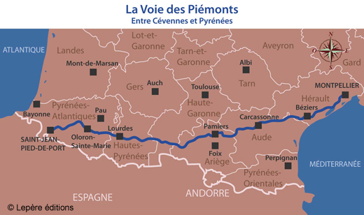 Les étapes de la voie du Piémont pyrénéen